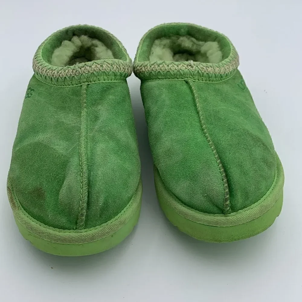 UGG bright lime green slip on Tasman style shoes mens size 10